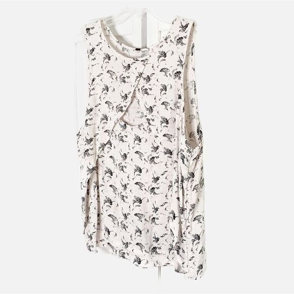 Free People Top Women’s White Black Look Through Keyhole Sleeveless Tank Small - Picture 4 of 11